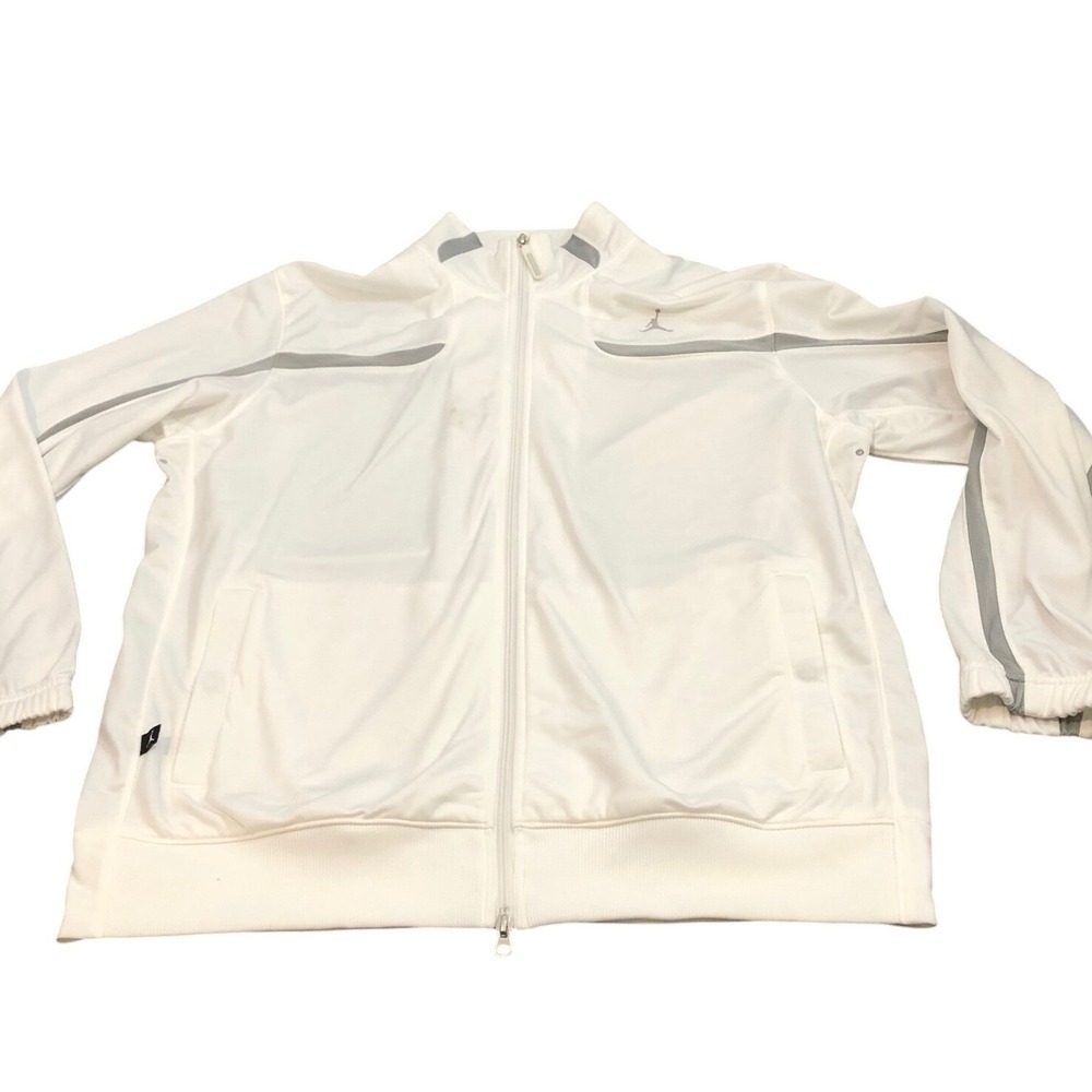 VTG Jordan Jacket Mens XL White Track Basketball Full Zip Mesh Panels 404311-104